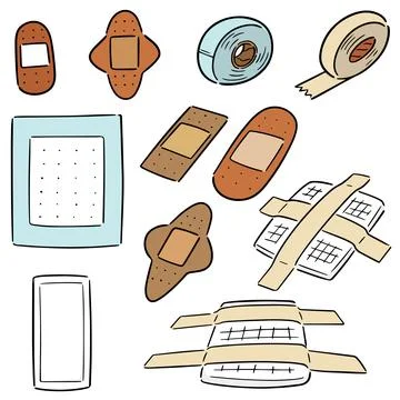 Vector set of medical plaster Stock Illustration