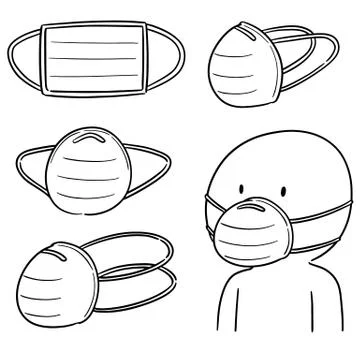 Vector set of medical protective mask Stock Illustration