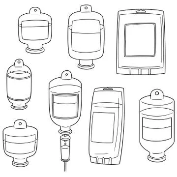 Vector set of medical saline solution Stock Illustration