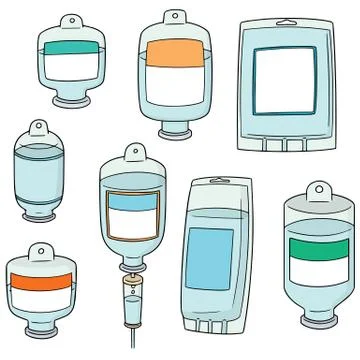 Vector set of medical saline solution Stock Illustration