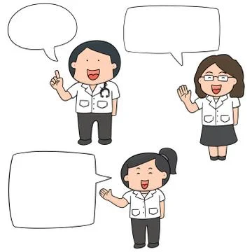 Vector set of medical staff talking Stock Illustration