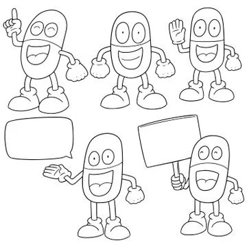 Vector set of medicine capsule cartoon Stock Illustration