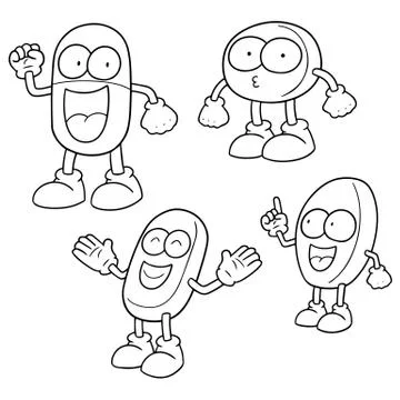 Vector set of medicine cartoon Stock Illustration