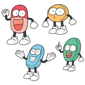 Vector set of medicine cartoon Stock Illustration