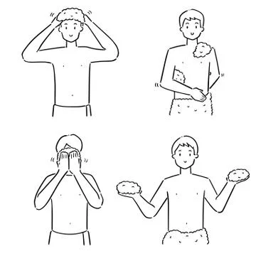 Vector set of men bathing Stock Illustration