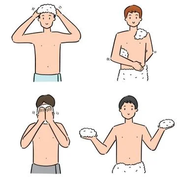 Vector set of men bathing Stock Illustration