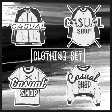Vector set of men casual clothes. Fashion collection of man jersey and shirts Stock Illustration