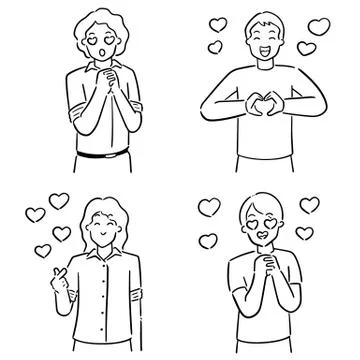 Vector set of men falling in love Stock Illustration