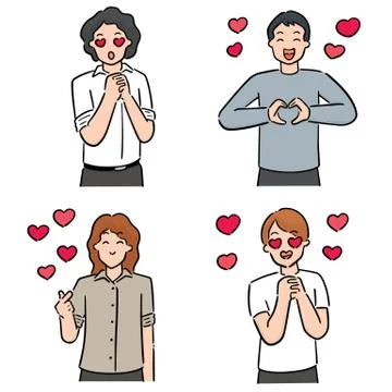 Vector set of men falling in love Stock Illustration