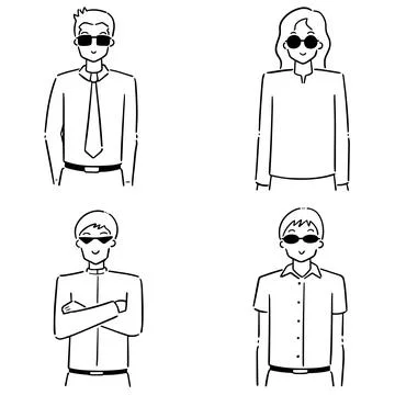 Vector set of men wearing sunglasses Stock Illustration