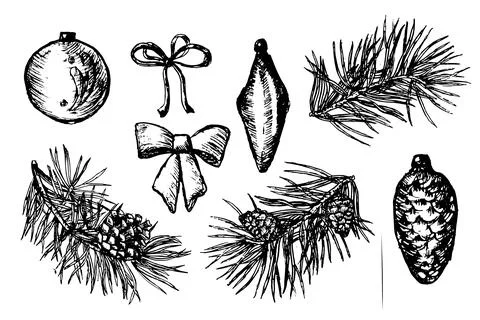 Vector set of Merry Christmas and Happy New Year decoration elements. 스톡 일러스트