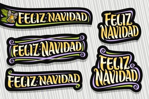 Vector set for Merry Christmas in Spanish language Stock Illustration