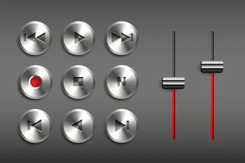 Vector set of metal buttons. Retro technic interface. Stock Illustration