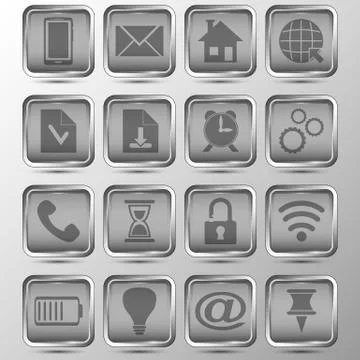 The vector set of metallic buttons Stock Illustration