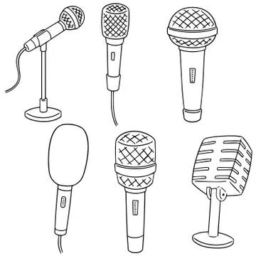 Vector set of microphone Stock Illustration