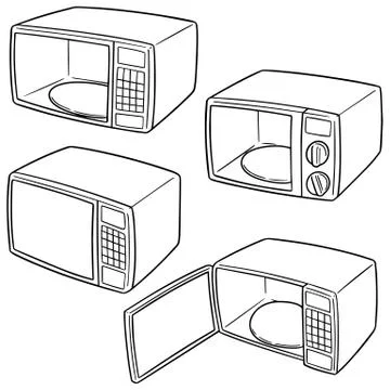 Vector set of microwave oven Stock Illustration