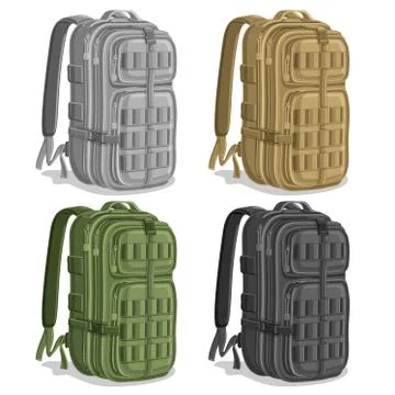 Vector set of Military Backpacks Stock Illustration