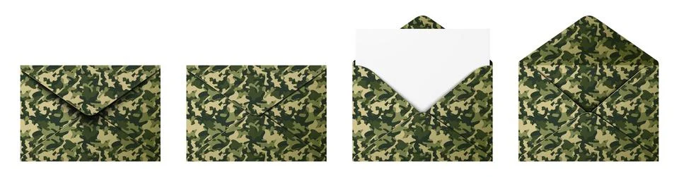 Vector set of a military envelope with army camo pattern print. イラスト素材
