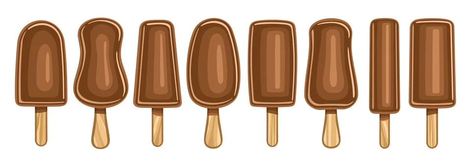 Vector set of  Milk Chocolate Popsicle Stock Illustration