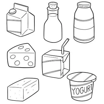 Vector set of milk product Stock Illustration