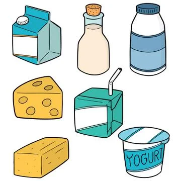 Vector set of milk product Stock Illustration