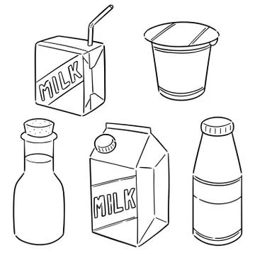 Vector set of milk product Stock Illustration