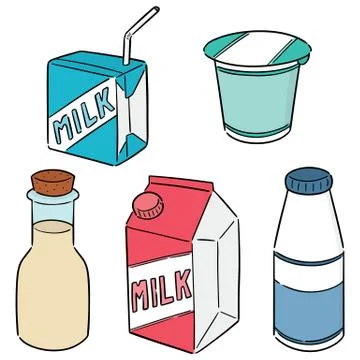 Vector set of milk product Stock Illustration