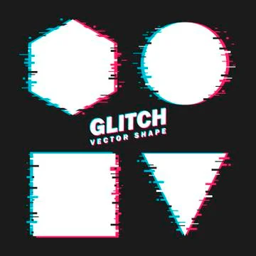 Vector set of minimal geometric shapes frames. Template of frames with glitch Stock Illustration