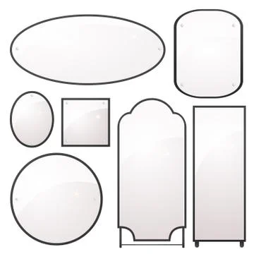 Vector set of mirrors of different shapes Stock Illustration