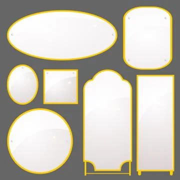 Vector set of mirrors of different shapes Stock Illustration