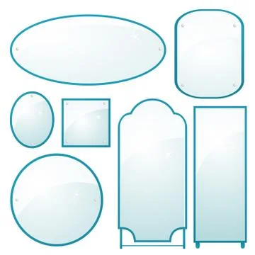 Vector set of mirrors of different shapes Stock Illustration