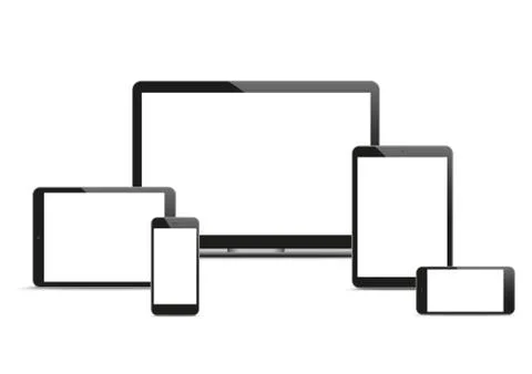Vector Set Mobile Black Notebook Tablets Smartphones Illustrazione stock