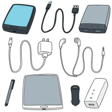 Vector set of mobile device accessories Stock Illustration