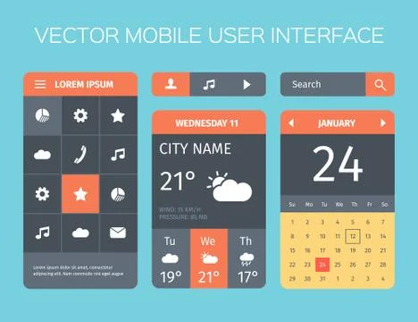 Vector set of mobile interface Illustrazione stock