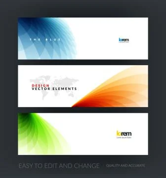 Vector set of modern horizontal website banners with soft wave s Stock Illustration