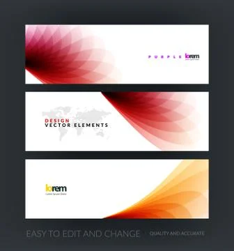 Vector set of modern horizontal website banners with soft wave s Stock Illustration