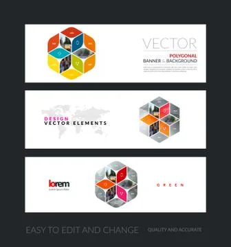 Vector set of modern horizontal website banners with blue abstra Stock Illustration