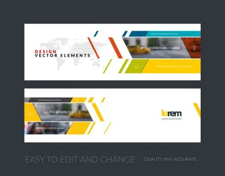 Vector set of modern horizontal website banners with rectangles Stock Illustration