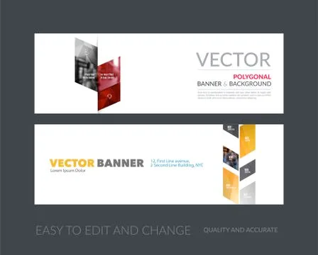 Vector set of modern horizontal website banners with yellow abst Illustrazione stock