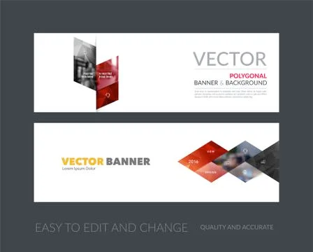 Vector set of modern horizontal website banners with yellow abst Stock Illustration