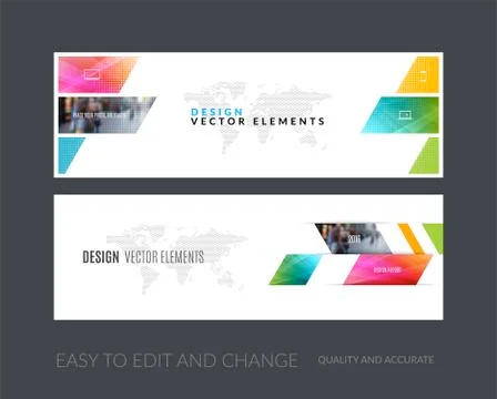 Vector set of modern horizontal website banners with yellow dyna Illustrazione stock