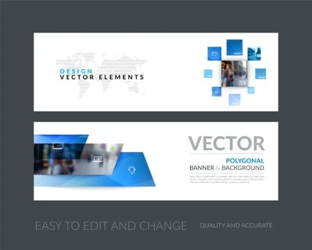 Vector set of modern horizontal website banners with many yellow Stock Illustration