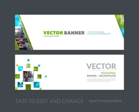Vector set of modern horizontal website banners with yellow diag Stock Illustration