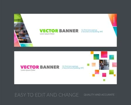 Vector set of modern horizontal website banners with yellow diag Stock Illustration