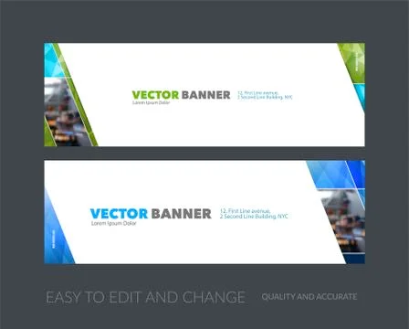 Vector set of modern horizontal website banners with yellow diag Stock Illustration