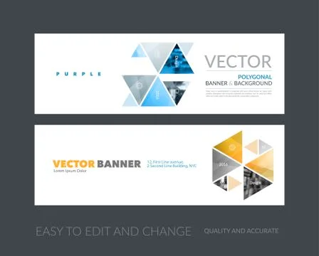 Vector set of modern horizontal website banners with colourful h Stock Illustration