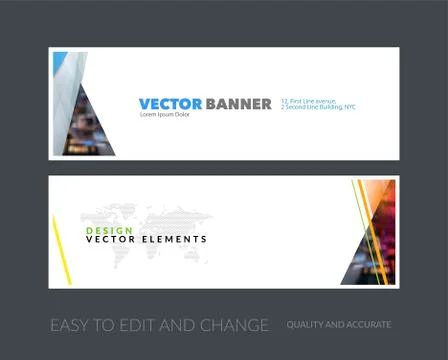 Vector set of modern horizontal website banners with colourful d Illustrazione stock