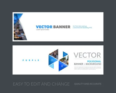 Vector set of modern horizontal website banners with colourful d Stock Illustration