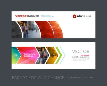 Vector set of modern horizontal website banners with colourful g Stock Illustration