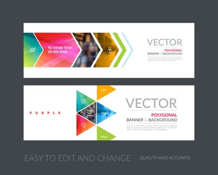 Vector set of modern horizontal website banners with colourful g Stock Illustration